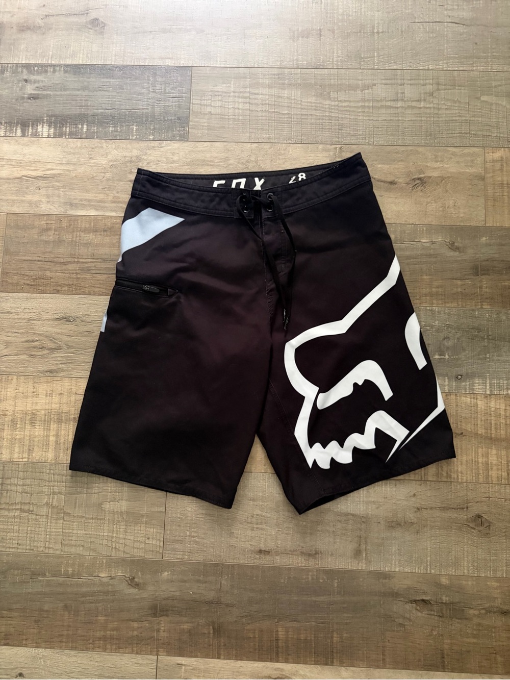 Fox Black and White Boys Boardshorts with Large Fox Head Graphic